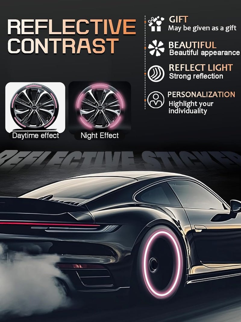Maicican 20PCS Car Wheel Reflective Decorative Strip,Night Safety Warning Stickers,Cars,Motorcycles,Bicycles are Applicable, Colorful and Diverse, a Street The Most Beautiful Car (Light Pink) - Image 3